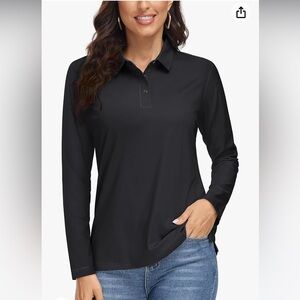 NWT long sleeve sun shirt with collar    Black size Medium